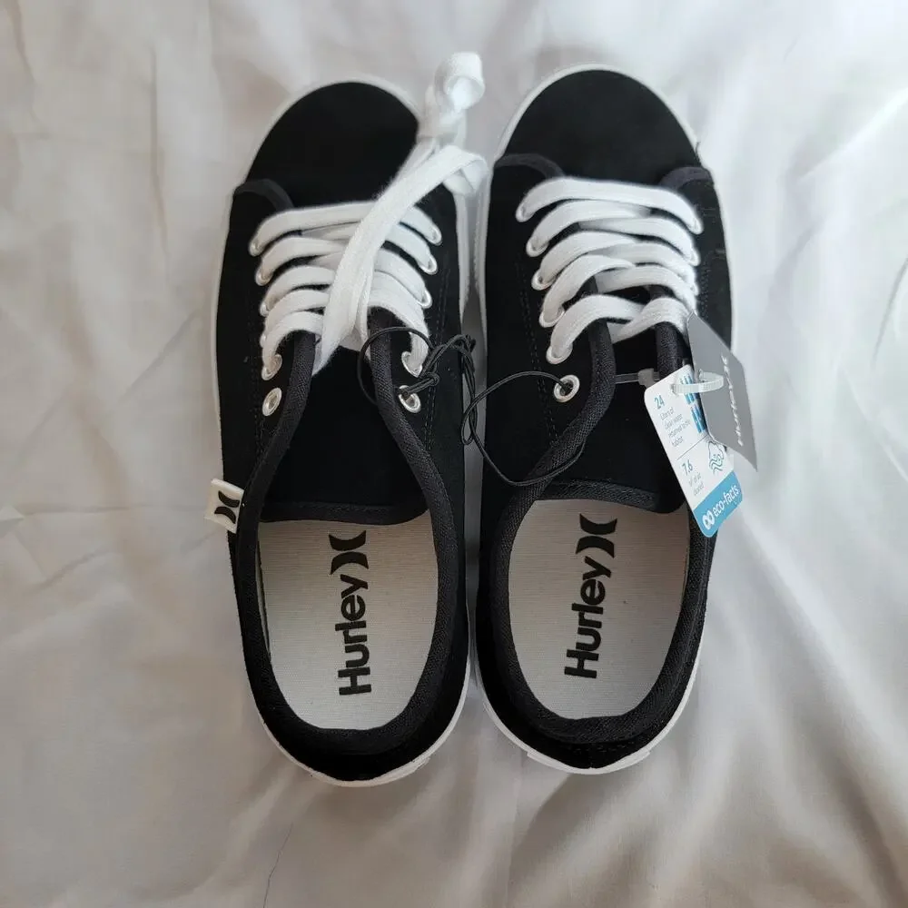 Hurley Black White Classic Low Top Ceta Suede Lace Up Lifestyle Sneakers Size 7